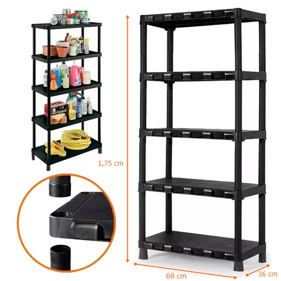 Estante Plástica organizadora multiuso Grande, 175cm x 68cm x 36cm  5 Prateleiras, cozinha, livros em Oferta na Shopee