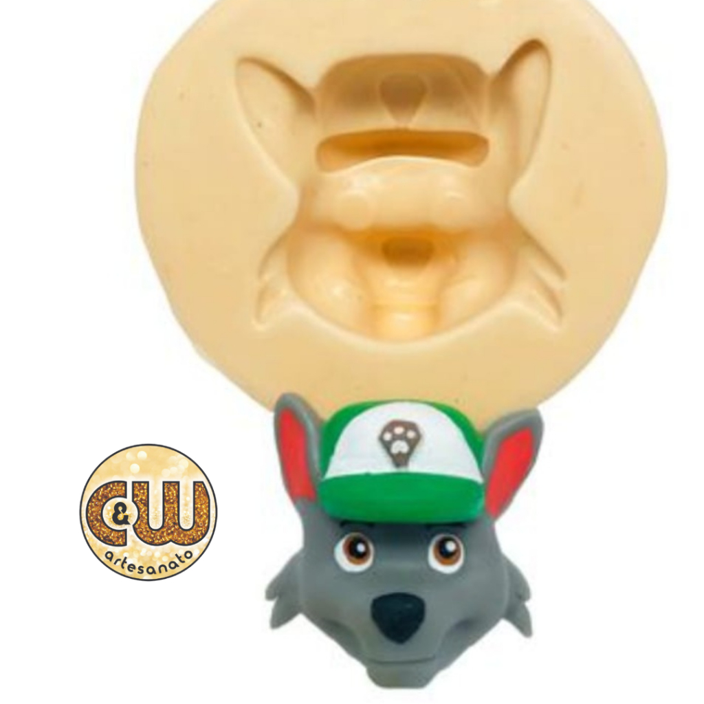 Molde Silicone Rosto Rocky - Patrulha Canina Confeitaria e Artesanato - Festa