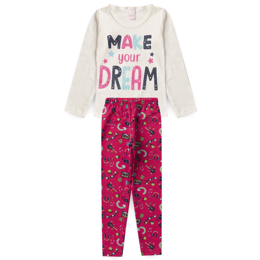 Conjunto Infantil Meia Estação Manga Longa Menina Feminino Bata e legging L37