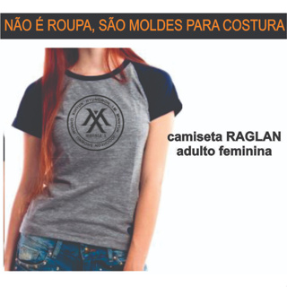MOLDE PARA COSTURA molde camisetas raglan feminina P ao GG tamanho real em Oferta na Shopee