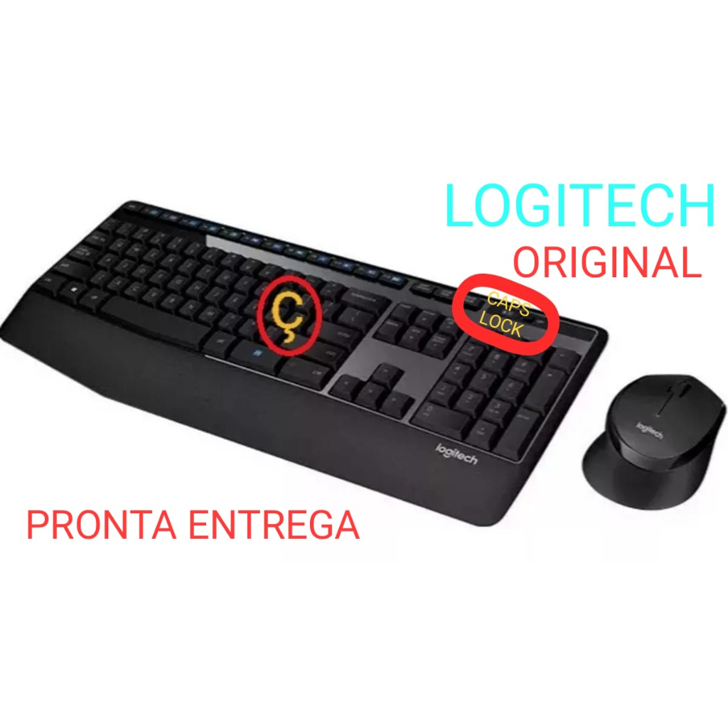 Kit Teclado e Mouse Combo Logitech Mk345 Abnt2 tecla Ç Portugues Sem fio Led Caps Lock Original com Garantia Logitech do Brasil pronta entrega resistente a liquidos