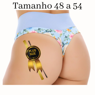 Kit 4 Calcinhas Modeladora Cós Alto Plus Size Fio Dental Duplo Cintura Alta.