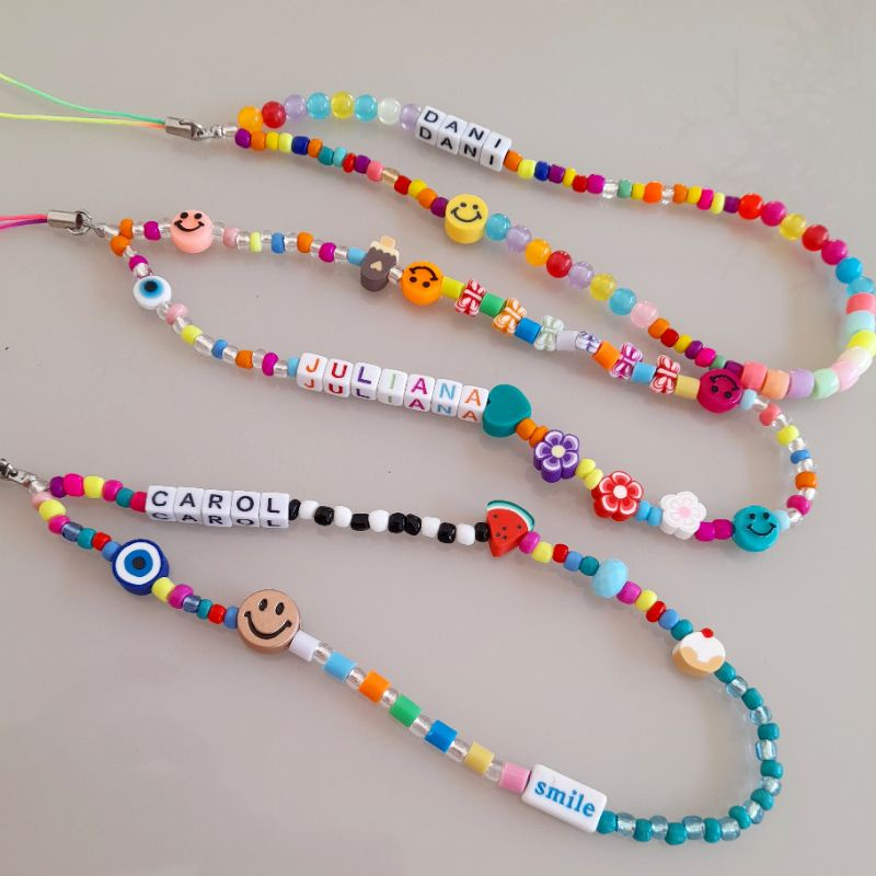 Strap para capinha cordao colorido indie para todos os celulares