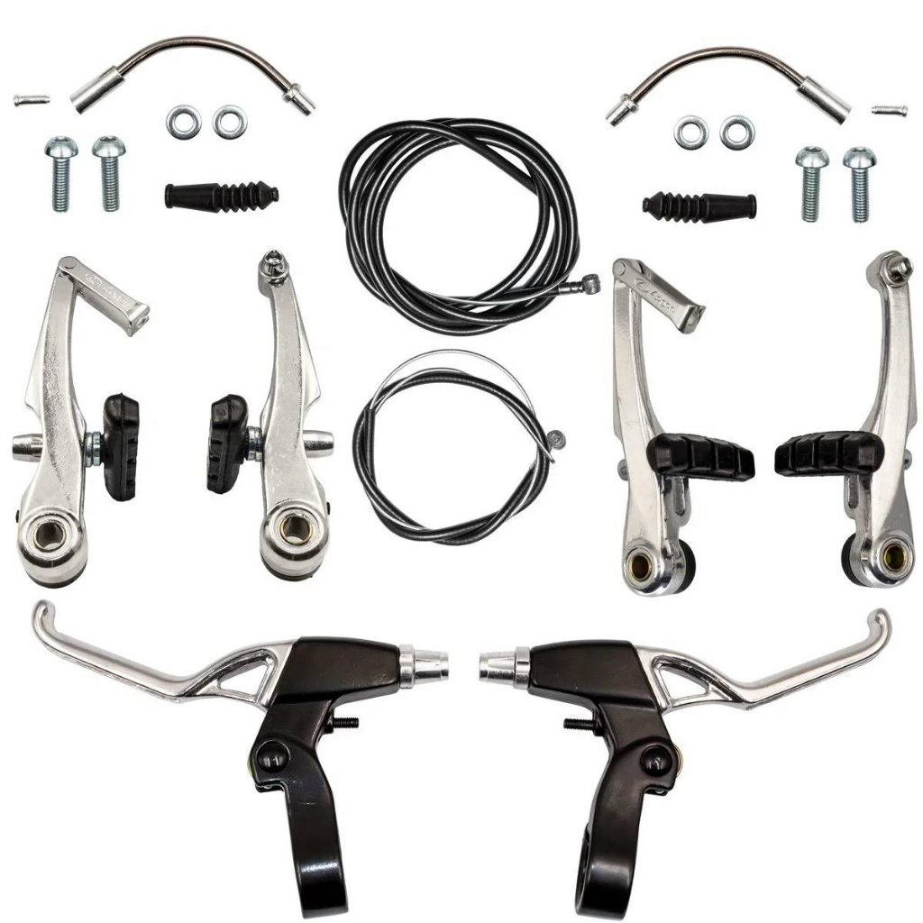 Jogo De Freio Bicicleta V-break Nylon C/ Manete + Cabos Kit Completo em Oferta na Shopee