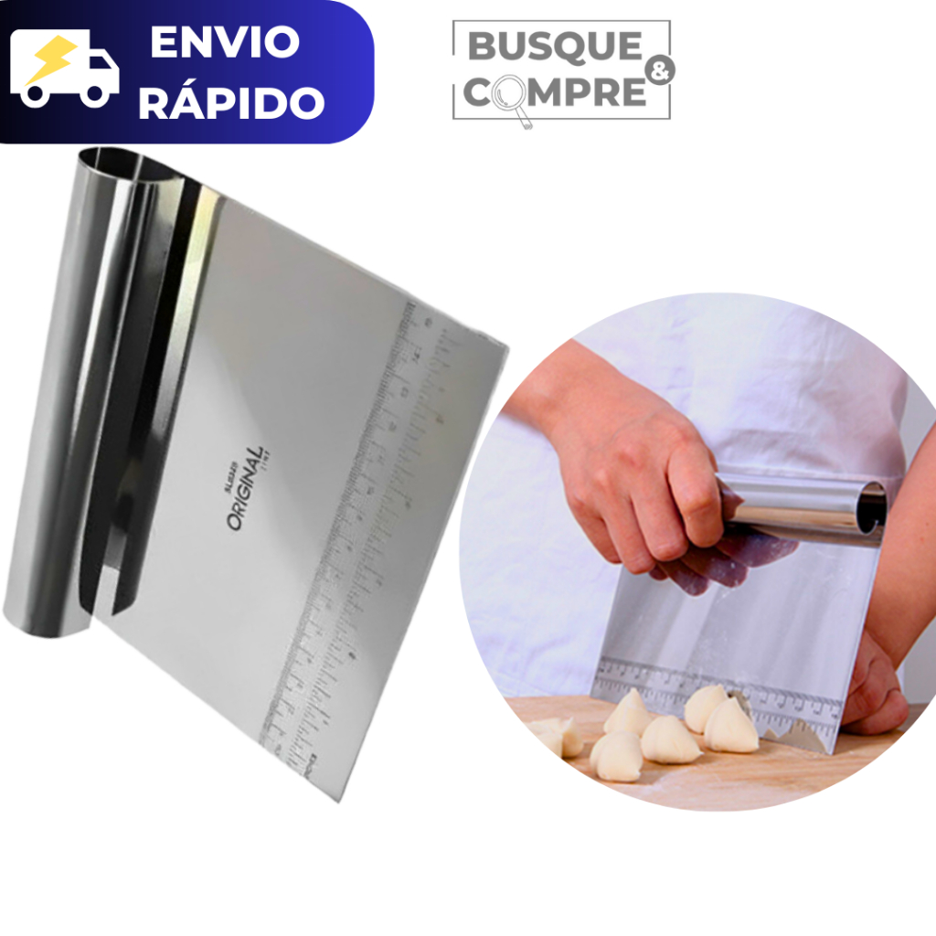 Espátula com Cabo Tubular Premium Cortador Raspador para Massas Pães Salgados e Bolos de Aço Inox Resistente Padeiro Padaria Panificadora