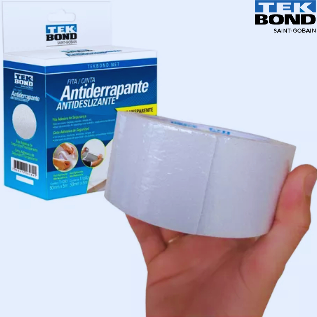 Fita Antiderrapante Para Degraus Escadas Piso Escorregadio Banheiros Rampas Preta ou Transparente Tekbond