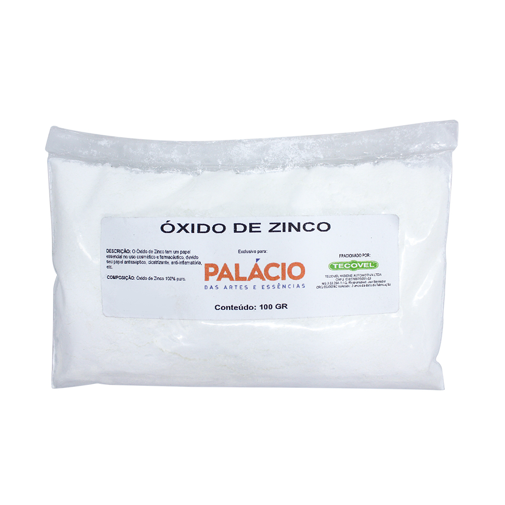 Óxido de Zinco (uso cosmético/ farmacêutico antisséptico, cicatrizante, anti-inflamatório) – 100 g