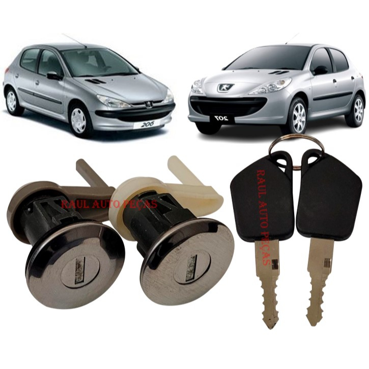 Par Cilindro Porta Dianteira Mesmo Segredo de Chave Peugeot 206 Hatch Cc Sw C/chave