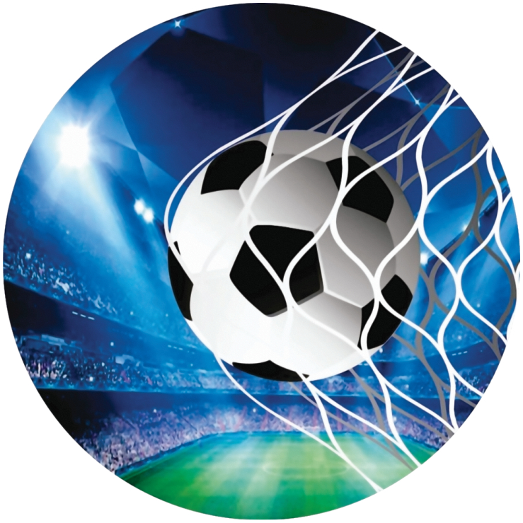 Painel de Festa Bola de Futebol Gol Redondo 1,5 x 1,5 Em Tecido Sublimado Efeito 3D