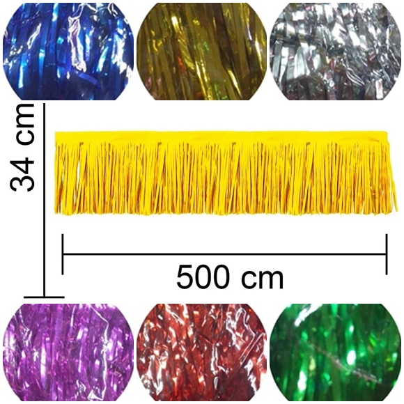 Faixa Franja Metalizada 0,35 m X 5 m Diversas Cores Roda Meio Teto Cortina Mesa