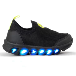 Tênis Sonic Led Infantil Preto Menino Calce Fácil Leve Confortavel Luzinha Colorida Luzes