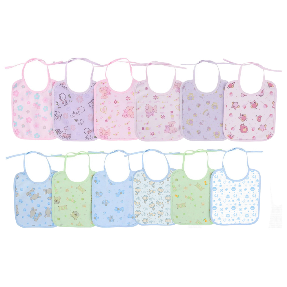 Kit 6 Babador Bebê Impermeável Bandana Com Forro PVC - Estampado Minasrey