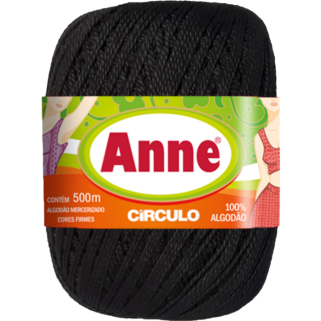 Linha Anne Preto Novelo 500m Fio Crochê Circulo - Cor 8990 em Oferta na Shopee