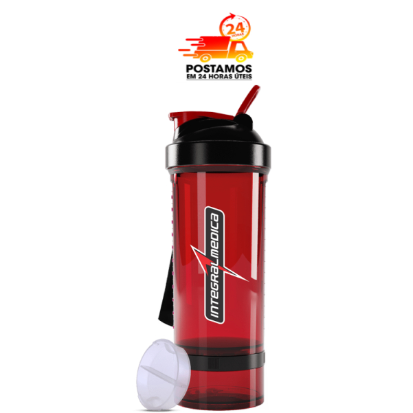 Coqueteleira Academia 700ml 2 doses - vermelha Transparente - Integralmédica - Shakeira