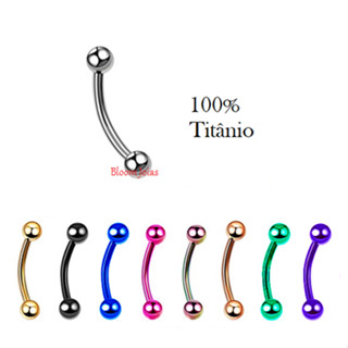 Piercing Barbell Curvo Titânio Bananinha Sobrancelha Helix Vertical Labret Mamilo