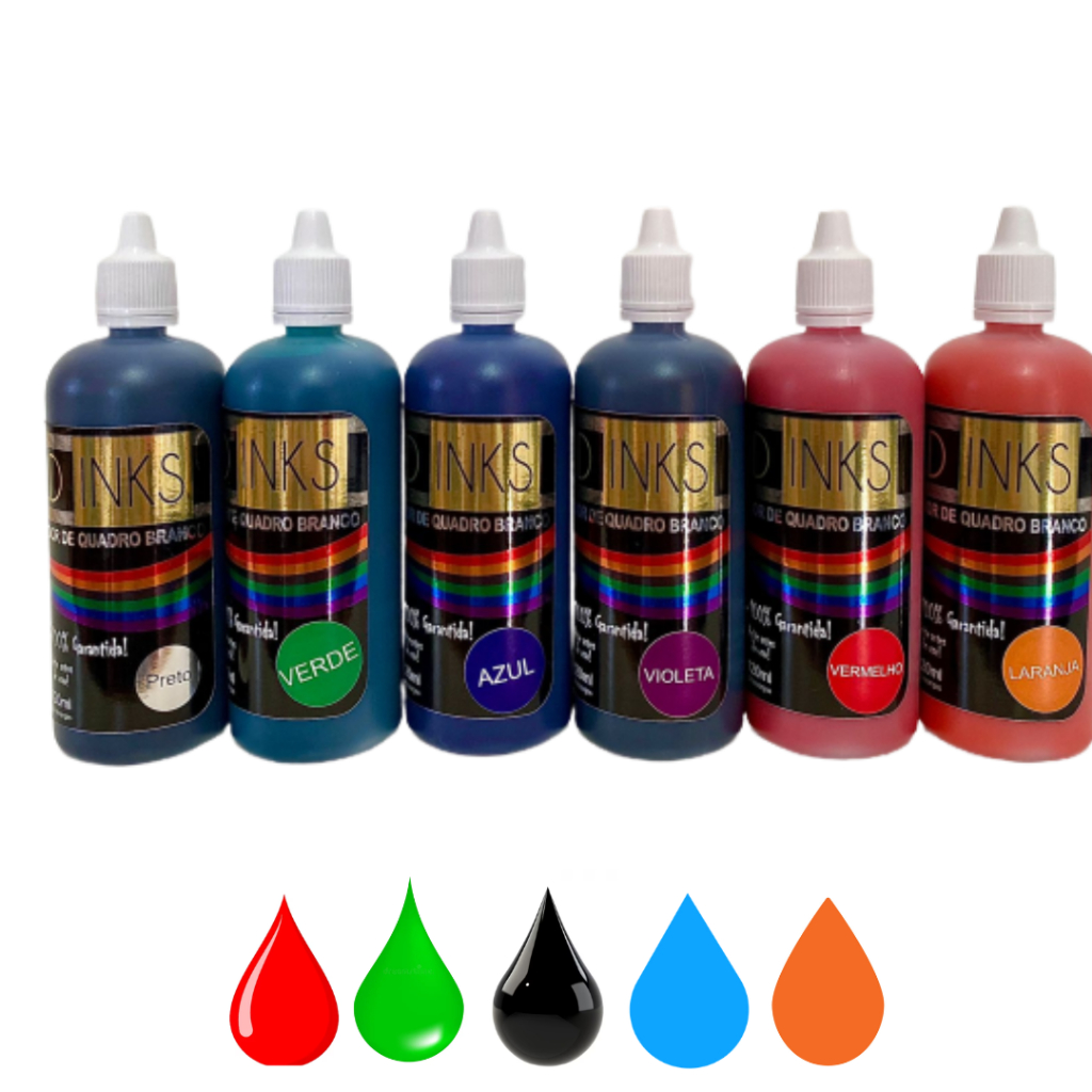 Tinta Recarregável Para Caneta Pincel Marcador De Quadro Branco 120ml Conta Gotas