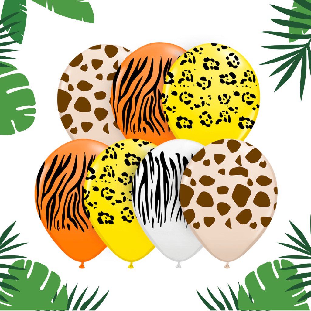 25 Unidades Balão Bexiga Safari Animais para Festas Comemorações Número 10 Polegadas