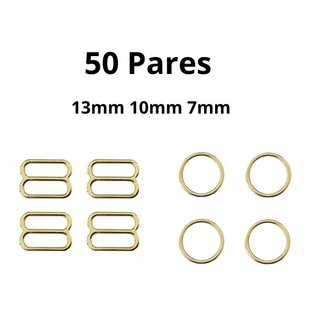 50 Pares de Argola e Regulador de Metal Dourado Para Alças de Sutiã em Oferta na Shopee