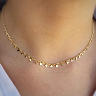 Colar Choker Fina Com Mini Coração Folheado A Ouro 18K