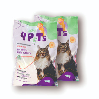 Kit 2 Areias Higiênicas Biodegradável Para Gatos Lov 4 Pets 4kg