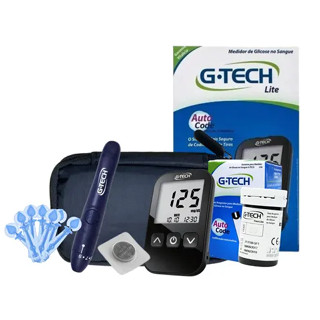 Kit Medidor de Glicemia G tech LITE Completo Glicosímetro Aparelho de Glicose