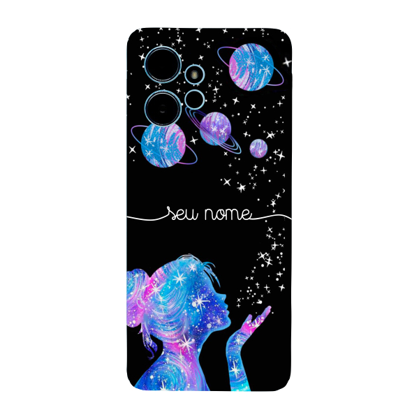 Capinha para Xiaomi RedMi Note 12 4G Anti Impacto Personalizada - Menina Universo com nome manuscrito