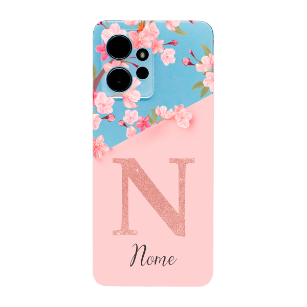 Capinha para Xiaomi RedMi Note 12 4G Anti Impacto Personalizada - Delicate Flowers Rosa com nome e inicial