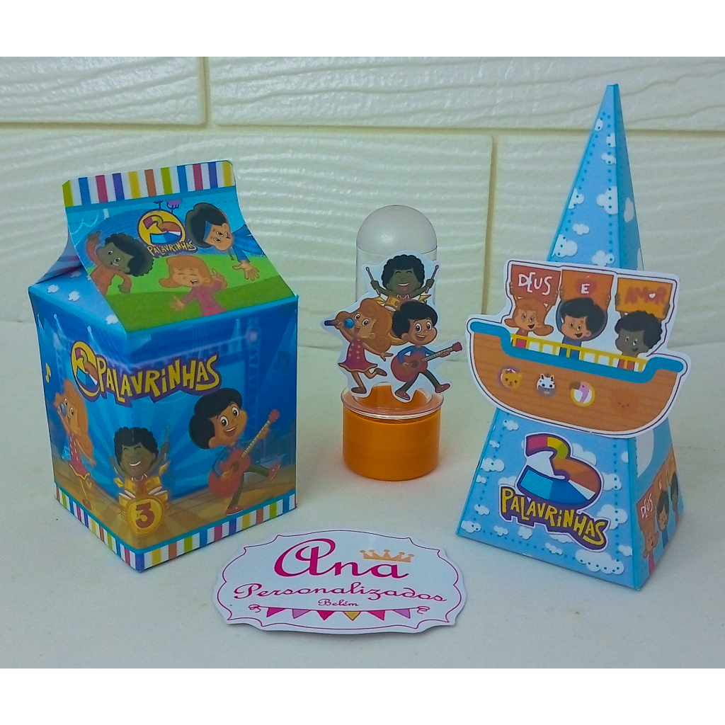 15 Personalizados TEMA 3 PALAVRINHAS (Tubete, milk e Piramide)