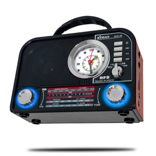 Rádio Portátil Retrô Fm Am Bluetooth Usb Relógio Despertador XDG-30 XTRAD