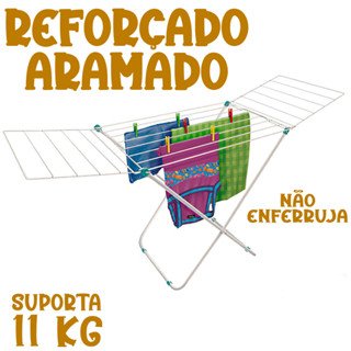 Varal De Chão com Abas Napoles Em Aço Branco 11 kg Reforçado Aramado Secalux