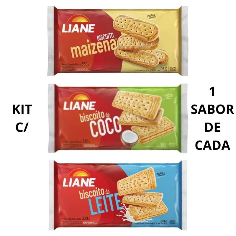 KIT COM 3 - Biscoito Maizena + Coco + Leite.Zero Leite/Zero Lactose