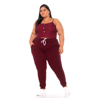 Calça Plus Size Feminina Jogger Malha Crepe Com Lycra Varias Cores Envio Imediato em Oferta na Shopee