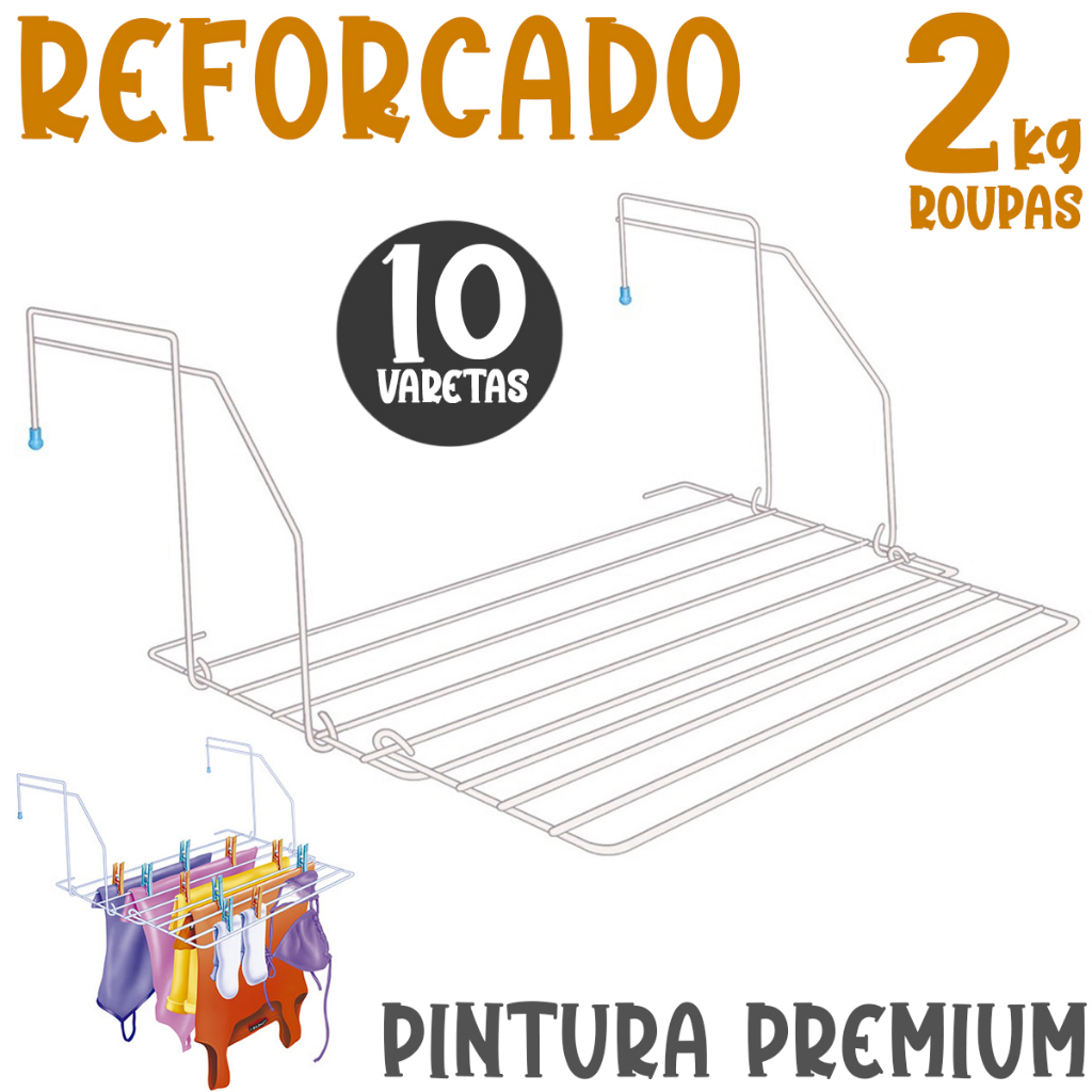 Varal Dobrável Portátil Apartamento Porta Janela Seca Roupas Flick Secalux em Oferta na Shopee
