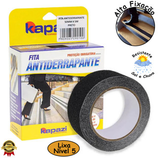 Fita Antiderrapante Lixa 50mm x 5m Preta Prova Água Área Externa em Oferta na Shopee