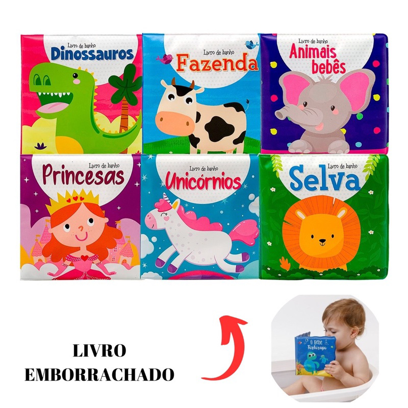Kit C/6 Mini Livros de Banho (Emborrachados)