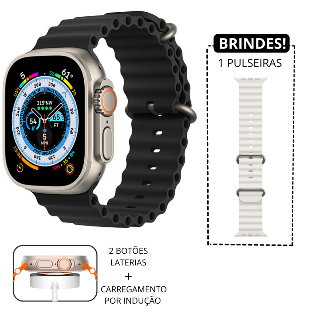 Smartwatch IWO W68 ULTRA Série 8 relógio inteligente + Pulseiras