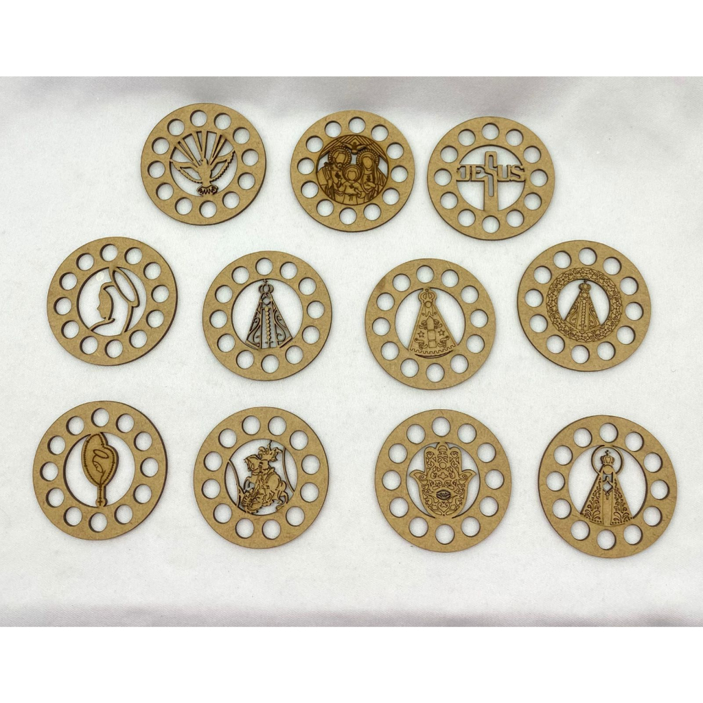 KIT 11un 6cm - B06 Base para artesanato fio de malha MDF Cru 3mm