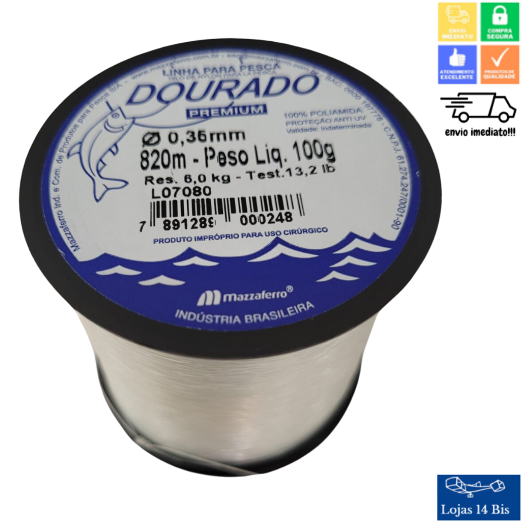 Linha Para Pesca Rolo de 100g Branca Premium 0,20 0,25 0,30 0,35 0,40 0,50  Dourado Mazzaferro em Oferta na Shopee