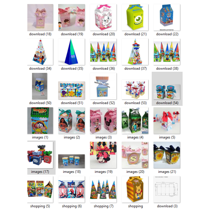 Kit 10 Personalizados de caixas para lembrancinhas milk piramide sushi cone porta bis cachepo sacolinha bala meia bala safari super mário fazendinha sonic moana baby dino dinossauro patrulha canina homem aranha verso masha naruto time