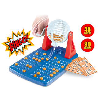 BRINQUEDO INFANTIL BINGO 48 CARTELAS + 90 BOLINHAS GLOBO GIRATÓRIO JOGO PARA CRIANÇA MENIN...
