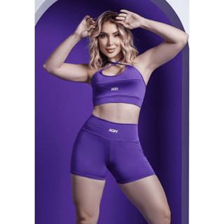 Conjunto Lux Short Roxo + Top Nadador Roxo AQN SPORT Zero Transparência