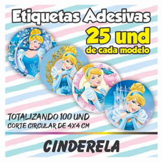 Kit De 100 Etiquetas Adesivas Cinderela em Oferta na Shopee