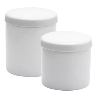 Kit Dois Potes Porcelana Branco Gelo Mult Uso Tampa Porcelana em Oferta na Shopee