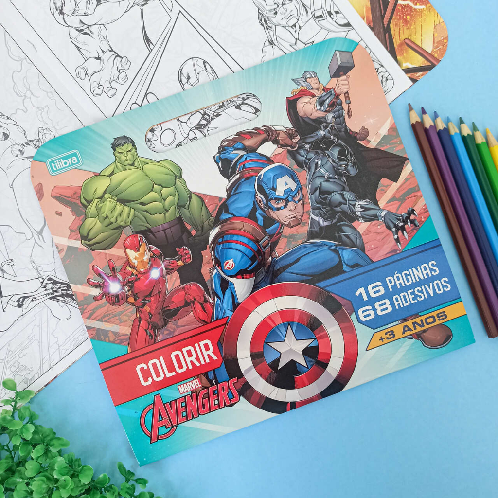 Kit de Maleta Livro para Colorir com Adesivos Homem Aranha Spider Man - Tilibra Livro de Colorir (Raptor, Maria Clara e JP, Unicórnio, Princesas Disney, Mickey, Minnie)