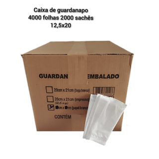 Guardanapo Sachê embalado caixa 4000 unidades 2000 sachês 12.5x20cm em Oferta na Shopee