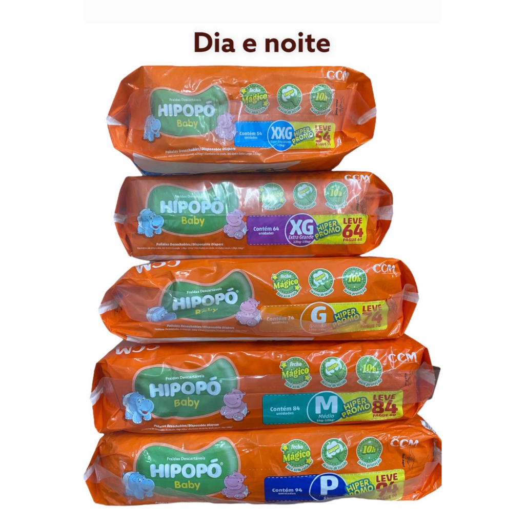 Fraldas Descartáveis Pacotão Hipopó DIA E NOITE em Oferta na Shopee