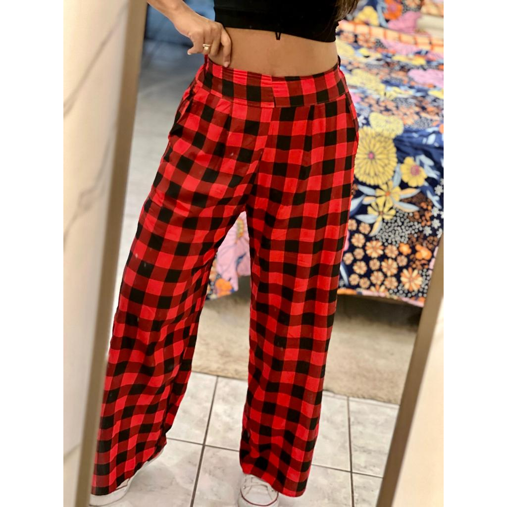 Calça Feminina Xadrez Pantalona