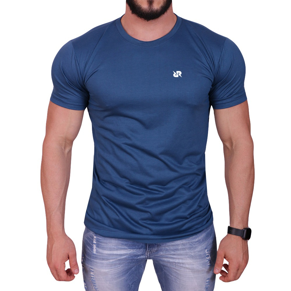 Camiseta Masculina Longline Azul Petroleo Corte Justo no Corpo em Oferta na Shopee