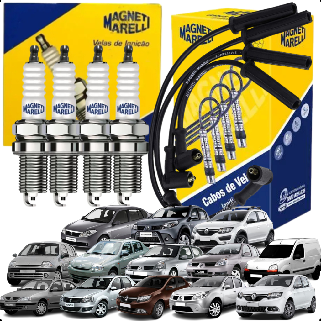 Kit Jogo Cabos E Velas De Ignição Logan Sandero Symbol Clio Kangoo Megane em Oferta na Shopee