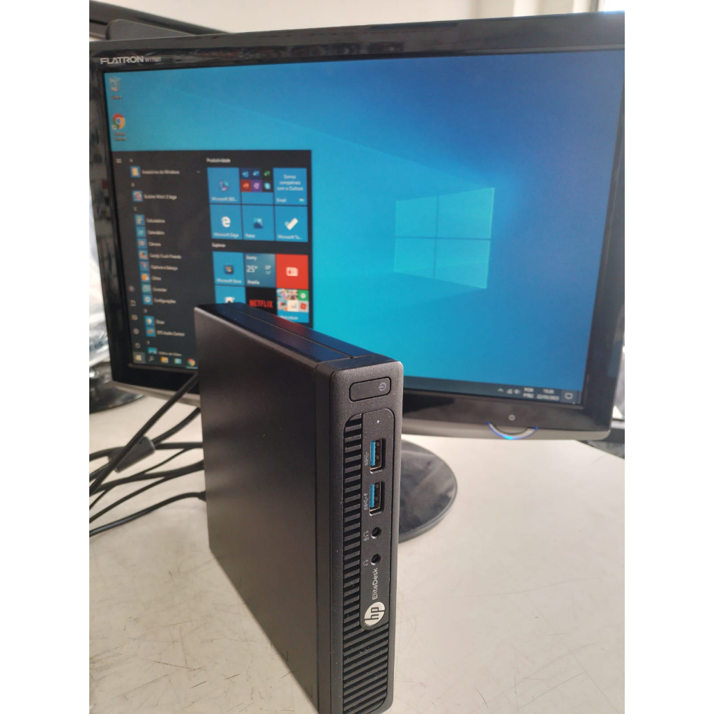HP EliteDesk 705 G3 Mini PC 4gb SSD 120gb W10 PRO c/ Wi-fi